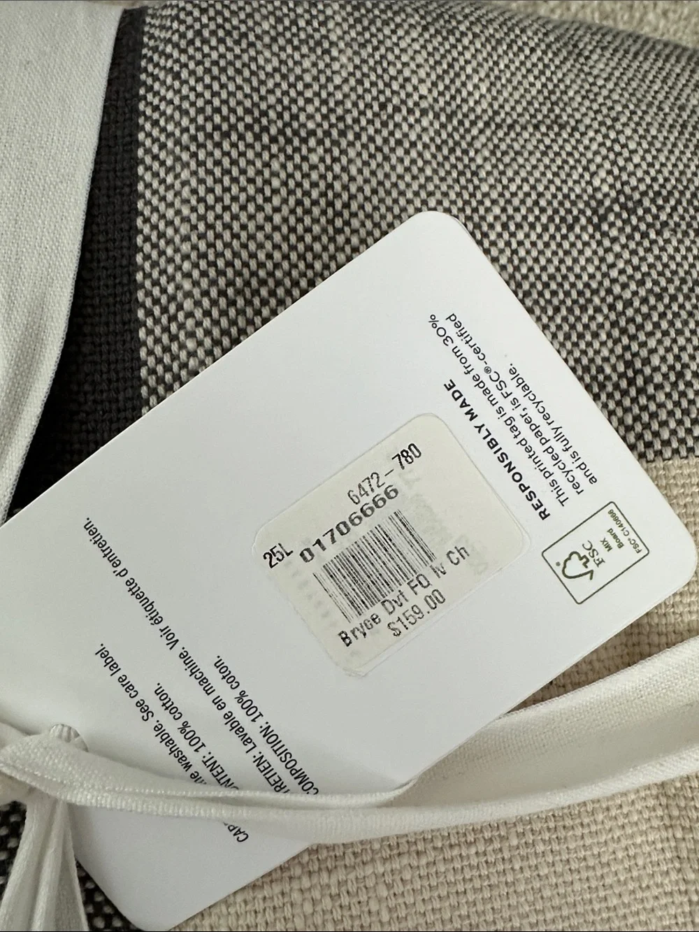 NWT Pottery Barn Bryce Check F/Q Duvet Set in Black and Cream w/2 King Shams